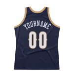 Personalized Authentic Basketball Jersey - Navy White Old Gold Retro Design Personalized Navy White-Old Gold Authentic Throwback