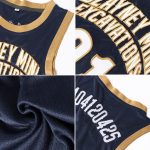 Custom Name and Number Personalized Authentic Basketball Jersey - Navy White Old Gold Throwback Style Personalized Navy White-Old