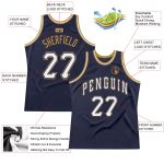 Custom Name and Number Personalized Authentic Basketball Jersey - Navy White Old Gold Throwback Style Personalized Navy White-Old