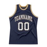 Custom Name and Number Personalized Authentic Basketball Jersey - Navy White Old Gold Throwback Style Personalized Navy White-Old