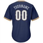 Custom Name Number Baseball Jersey Shirt - Personalized Navy White Old Gold Authentic Throwback Rib-Knit Design Personalized