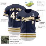 Personalized Custom Name Number Navy White Gold Line Authentic Baseball Jersey Personalized Navy White-Old Gold Line Authentic