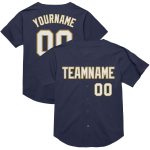 Personalized Throwback Baseball Jersey in Navy White and Old Gold Mesh Personalized Navy White-Old Gold Mesh Authentic Throwback