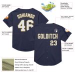 Personalized Throwback Baseball Jersey in Navy White and Old Gold Mesh Personalized Navy White-Old Gold Mesh Authentic Throwback