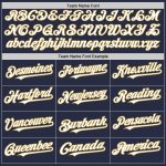 Custom Personalized Baseball Jersey - Navy White Gold Mesh, Authentic Throwback, Team Name and Number Personalized Navy White-Old