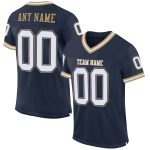 Custom Name Number Personalized Mesh Throwback Football Jersey - Navy White Old Gold Design Personalized Navy White-Old Gold