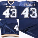 Custom Name Number Personalized Mesh Throwback Football Jersey - Navy White Old Gold Design Personalized Navy White-Old Gold