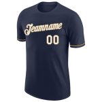 Custom Team Performance T-Shirt with Personalized Name and Number - Navy White-Old Gold Personalized Navy White-Old Gold