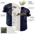 Personalized Split Fashion Baseball Jersey - Navy White Gold Pinstripe Authentic Personalized Navy White-Old Gold Pinstripe