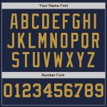 Custom Name and Number Personalized Baseball Jersey - Navy White Old Gold Pinstripe Authentic Split Style Personalized Navy