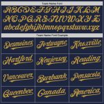 Custom Name and Number Personalized Baseball Jersey - Navy White Old Gold Pinstripe Authentic Split Style Personalized Navy