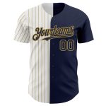 Personalized Split Fashion Baseball Jersey - Navy White Gold Pinstripe Authentic Personalized Navy White-Old Gold Pinstripe