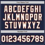 Custom Baseball Jersey Personalized with Name and Number, Navy White Orange Colors, Authentic Arm Shapes Personalized Navy