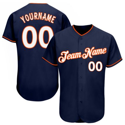 Personalized Navy Orange White Authentic Baseball Jersey for Sports Fans Personalized Navy White-Orange Authentic Baseball