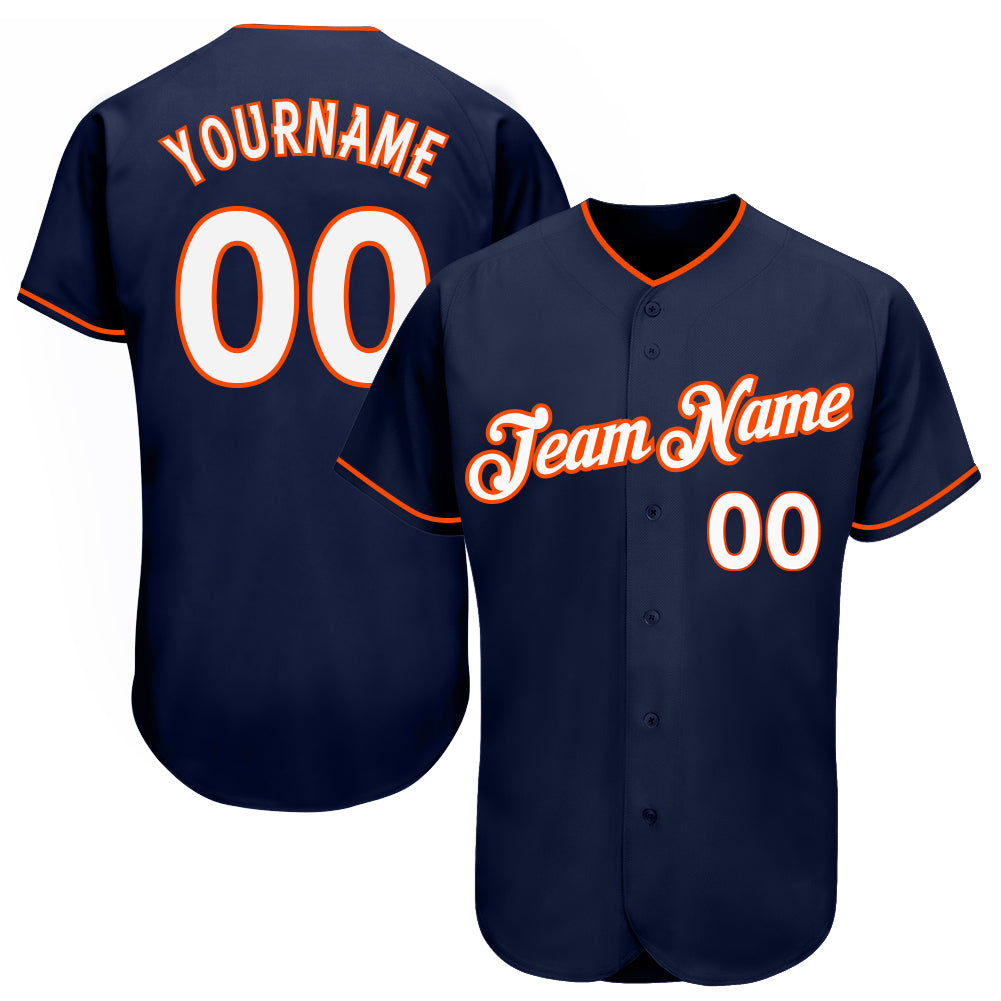 Personalized Navy Orange White Authentic Baseball Jersey for Sports Fans Personalized Navy White-Orange Authentic Baseball