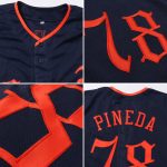 Custom Name Number Authentic Baseball Jersey - Personalized Navy White-Orange Team Jersey Personalized Navy White-Orange