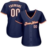 Custom Name Number Authentic Baseball Jersey - Personalized Navy White-Orange Team Jersey Personalized Navy White-Orange