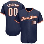 Custom Name Number Authentic Baseball Jersey - Personalized Navy White-Orange Team Jersey Personalized Navy White-Orange