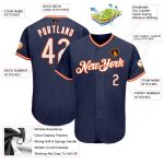 Custom Name Number Authentic Baseball Jersey - Personalized Navy White-Orange Team Jersey Personalized Navy White-Orange