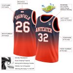 Custom Name and Number Basketball Jersey - Personalized Authentic Fade in Navy White-Orange Personalized Navy White-Orange