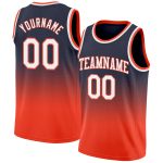 Custom Name and Number Basketball Jersey - Personalized Authentic Fade in Navy White-Orange Personalized Navy White-Orange