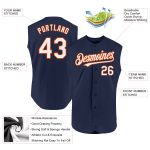 Personalized Authentic Baseball Jersey in Navy White-Orange - Sleeveless Design Personalized Navy White-Orange Authentic