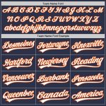 Custom Name and Number Authentic Throwback Baseball Jersey - Personalized Navy White Orange Team Jersey Personalized Navy