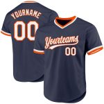 Custom Name and Number Authentic Throwback Baseball Jersey - Personalized Navy White Orange Team Jersey Personalized Navy