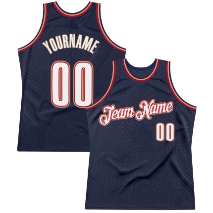Personalized Custom Name & Number Navy White-Orange Basketball Jersey - Authentic Throwback Team Apparel Personalized Navy