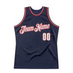 Personalized Custom Name & Number Navy White-Orange Basketball Jersey - Authentic Throwback Team Apparel Personalized Navy