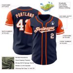 Custom Personalized Two Tone Baseball Jersey with Name and Number - Navy White-Orange Team Apparel Personalized Navy White-Orange