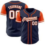 Custom Personalized Two Tone Baseball Jersey with Name and Number - Navy White-Orange Team Apparel Personalized Navy White-Orange