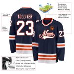 Customized Navy and White-Orange Hockey Jersey with Team Name and Number - Personalize Your Gear Personalized Navy White-Orange