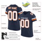 Personalized Authentic Football Jersey - Navy White-Orange Mesh Design Personalized Navy White-Orange Mesh Authentic Football