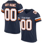 Personalized Authentic Football Jersey - Navy White-Orange Mesh Design Personalized Navy White-Orange Mesh Authentic Football