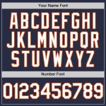 Personalized Authentic Throwback Baseball Jersey - Navy Blue with White and Orange Mesh Design Personalized Navy White-Orange