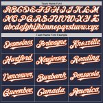 Personalized Authentic Throwback Baseball Jersey - Navy Blue with White and Orange Mesh Design Personalized Navy White-Orange