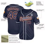 Custom Personalized Baseball Jersey Navy White-Orange Mesh Authentic Throwback with Team Name and Number Personalized Navy