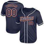 Custom Personalized Baseball Jersey Navy White-Orange Mesh Authentic Throwback with Team Name and Number Personalized Navy