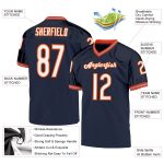 Custom Name Number Authentic Throwback Football Jersey - Personalized Navy White Orange Mesh Personalized Navy White-Orange