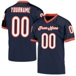 Custom Name Number Authentic Throwback Football Jersey - Personalized Navy White Orange Mesh Personalized Navy White-Orange