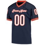 Custom Name Number Authentic Throwback Football Jersey - Personalized Navy White Orange Mesh Personalized Navy White-Orange