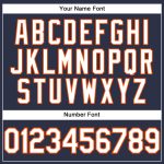 Custom Personalized Team Performance T-Shirt with Name and Number - Navy, White, and Orange Personalized Navy White-Orange