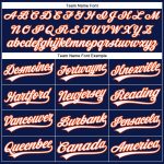 Custom Team Name Number Golf Polo Shirt - Personalized Navy White-Orange Performance Vapor Style Personalized Navy White-Orange