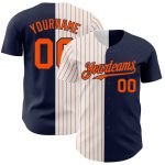Custom Team Name Number Personalized Navy White Orange Pinstripe Baseball Jersey Authentic Fashion Personalized Navy White-Orange