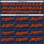 Custom Team Name Number Personalized Navy White Orange Pinstripe Baseball Jersey Authentic Fashion Personalized Navy White-Orange