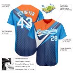 Custom Baseball Jersey with 3D Pattern Design in Navy, White & Orange-Sky Blue - Personalized Name & Number Personalized