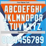 Custom Baseball Jersey with 3D Pattern Design in Navy, White & Orange-Sky Blue - Personalized Name & Number Personalized