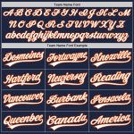 Custom Team Name & Number Unisex Softball Jersey - Personalized Navy White-Orange Two-Button Design Personalized Navy White-Orange