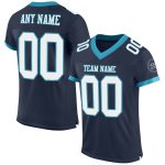 Custom Personalized Navy Blue Panther Mesh Football Jersey with Name and Number Personalized Navy White-Panther Blue Mesh